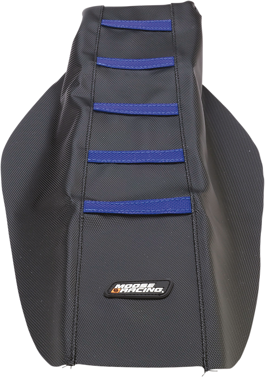 Moose Offroad Ribbed Seat Cover for Yamaha YZ250/450 (2014-2018) - Black with Blue Ribs, Part YZF25014-332RT