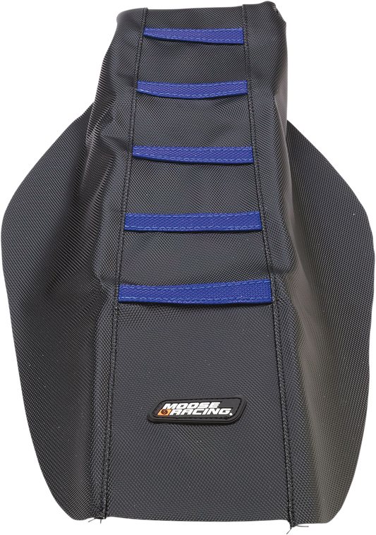 Moose Offroad Ribbed Seat Cover for Yamaha YZ250/450 (2014-2018) - Black with Blue Ribs, Part YZF25014-332RT