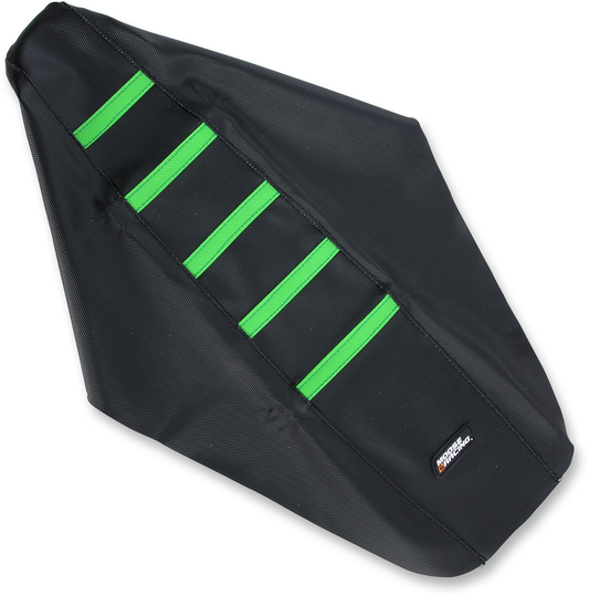 Moose Offroad KXF25017 Ribbed Seat Cover for Kawasaki KX250F (2017-2020) - Black with Green Ribs