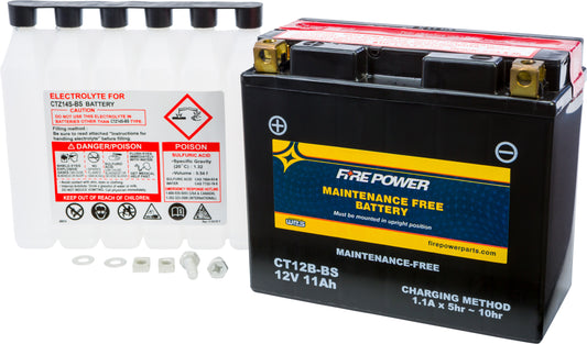 FIRE POWER CT12B-BS Sealed Maintenance Free 12V Motorcycle and ATV Battery