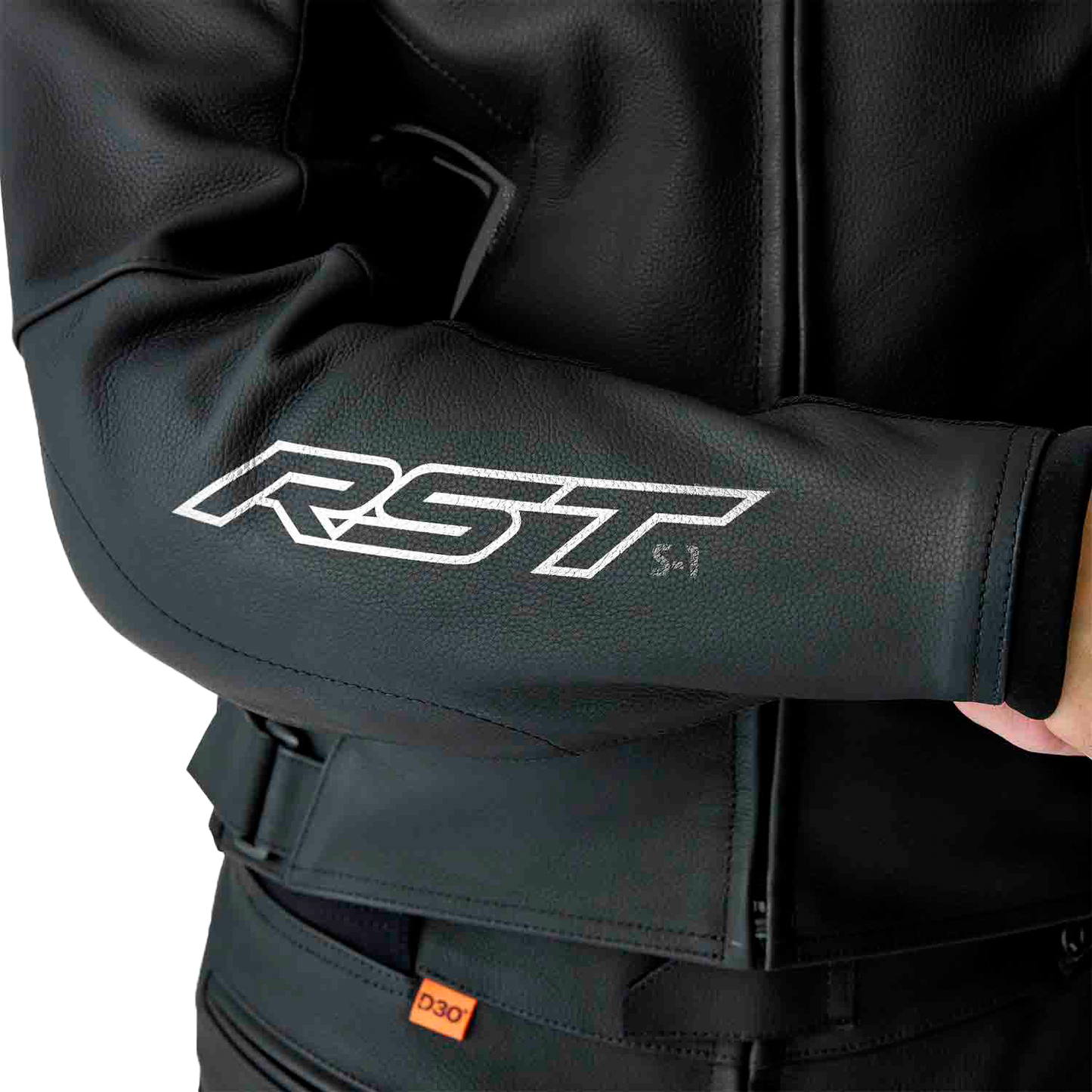 RST S1 D3o Leather Jacket in Black and White, Extra Small - Part Number 103605WHI-38