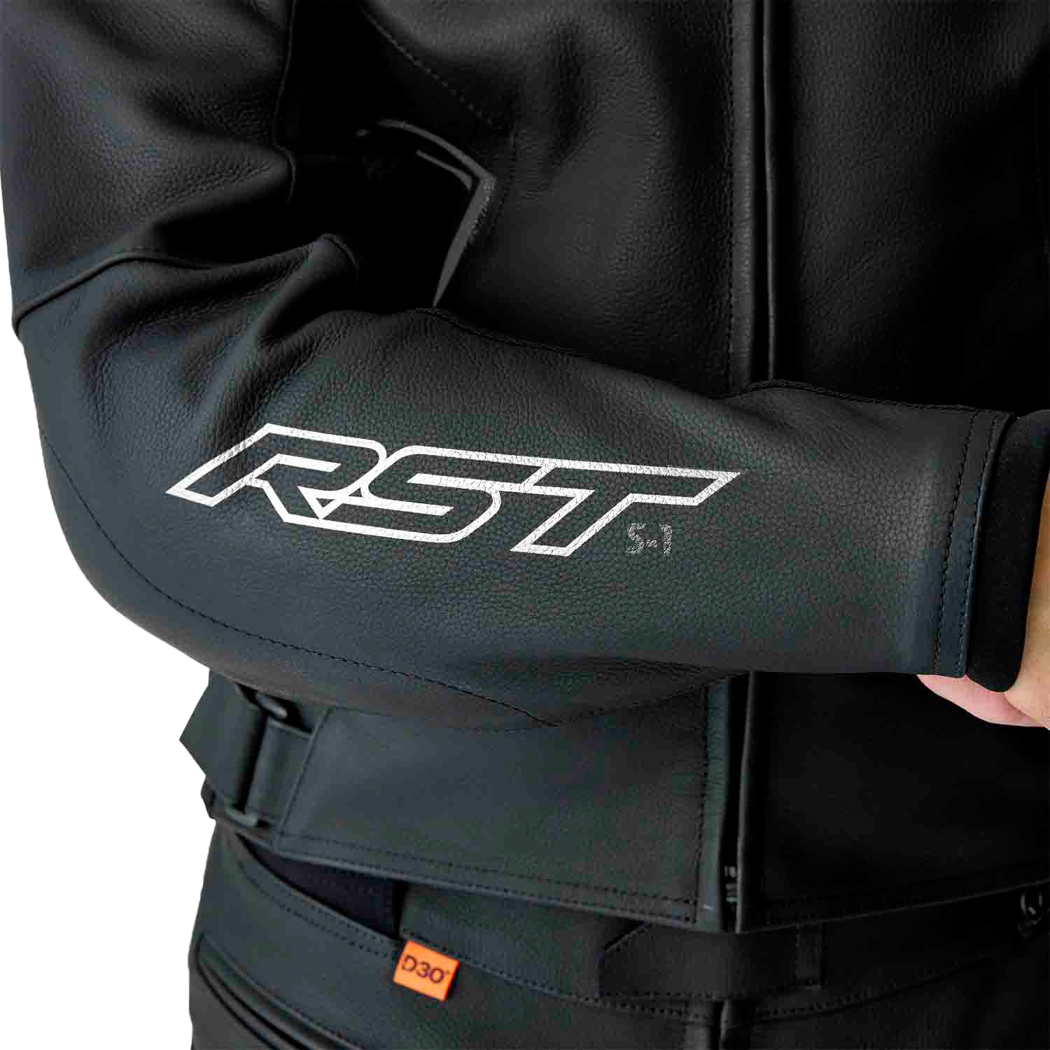 RST S1 D3o Leather Jacket in Black and White, Extra Small - Part Number 103605WHI-38