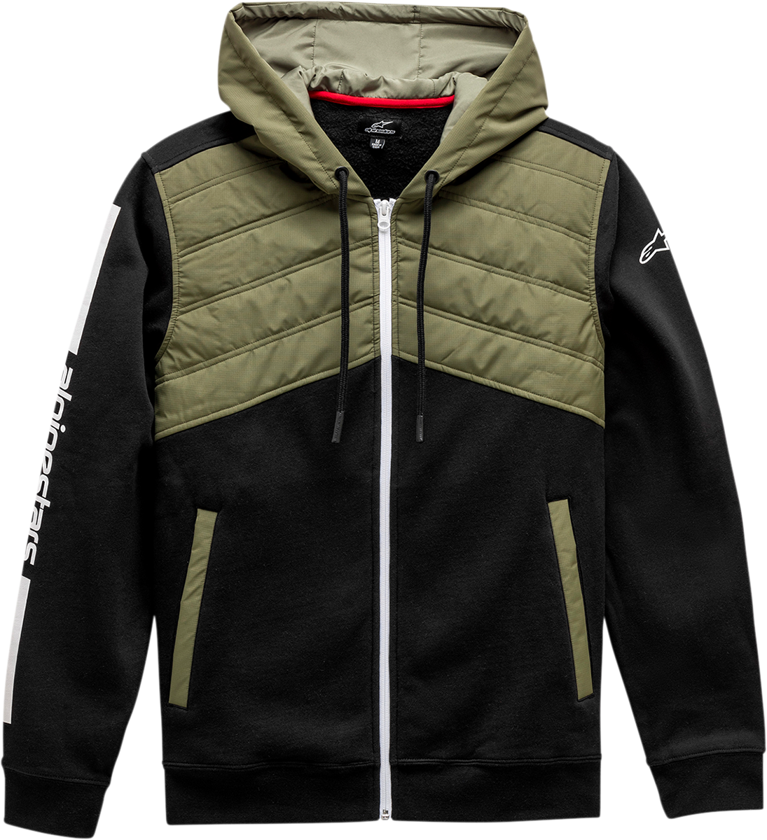 Alpinestars Alltime Hybrid Jacket - Black/Olive, XL - Versatile Fleece and Poly-Fill Quilted Front Yoke for Men
