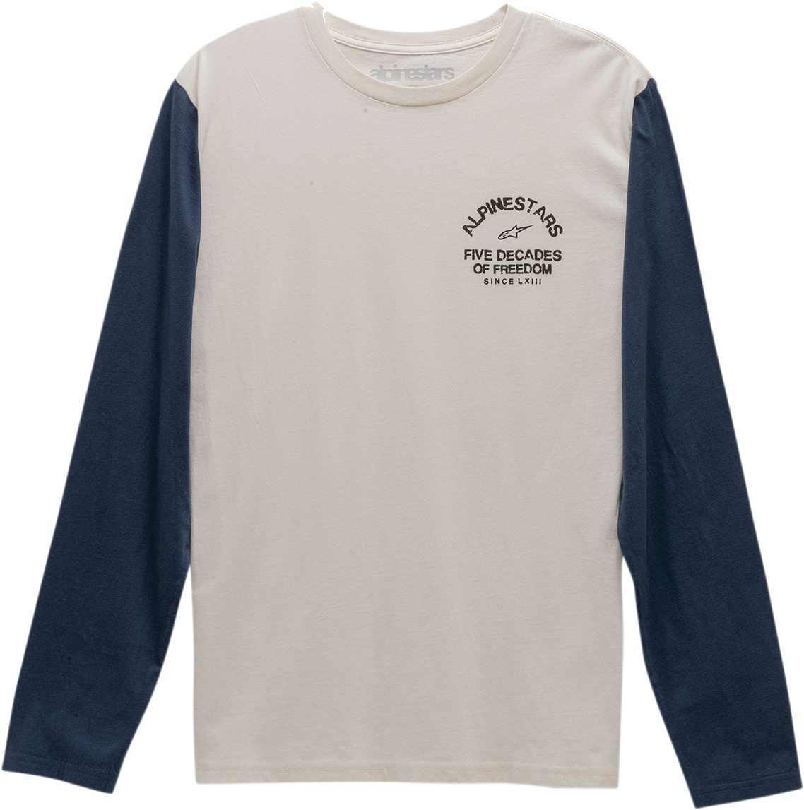 Alpinestars Decades Long-Sleeve T-Shirt 2XL - Natural with Contrast Sleeves and Chest Graphic