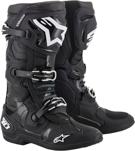 Alpinestars Tech 10 Boots - Black US 12 / EU 47 - Advanced Flexion and Impact Protection