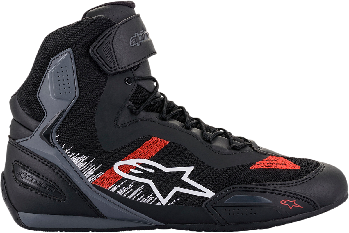Alpinestars Faster-3 Rideknit® Shoes – Performance Road Racing Footwear in Black/Gray/Red, US 13.5 / EU 47.5