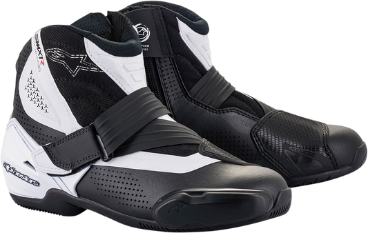 Alpinestars SMX1-R V2 Motorcycle Boots - Black and White, US 6.5 / EU 40, Part Number 2224021-12-40