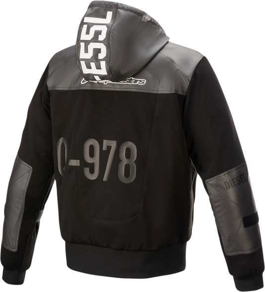 Alpinestars Shotaro Hoodie Black XL (Part #4207421-10-XL) with Impact-Resistant Nucleon Plus Shoulder and Elbow Protectors