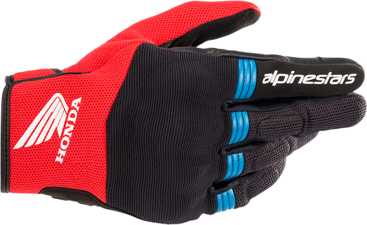 Alpinestars Honda Copper Gloves - Medium, Black/Bright Red/Blue - Part Number 3568321-1317-M