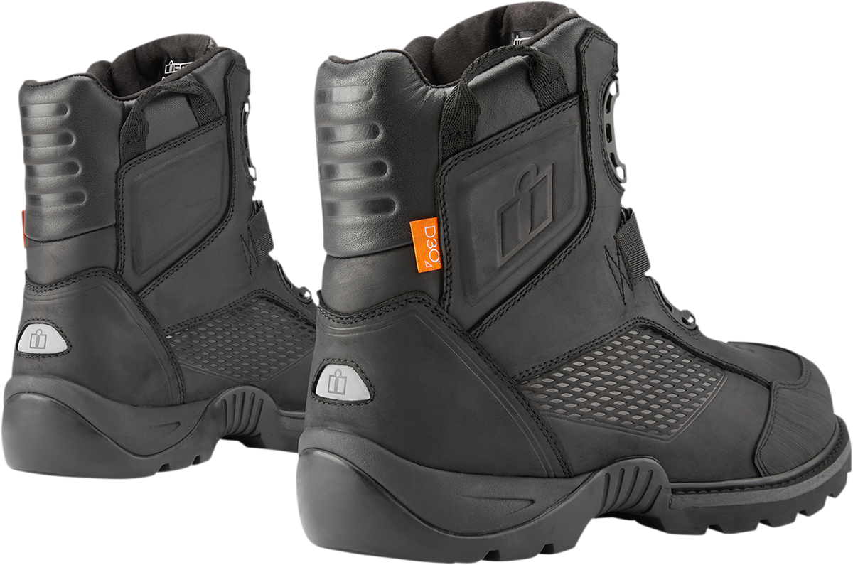 ICON Stormhawk Boots - Black Size 7 – Water-Resistant Leather Motorcycle Boots with BOA® Fit System