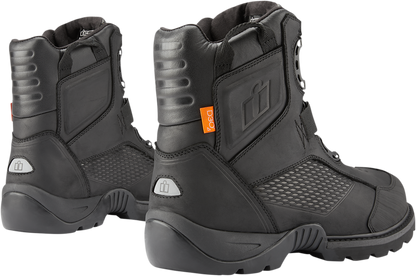 ICON Stormhawk Boots - Black Size 7 – Water-Resistant Leather Motorcycle Boots with BOA® Fit System