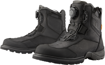 ICON Stormhawk Boots - Black Size 7 – Water-Resistant Leather Motorcycle Boots with BOA® Fit System