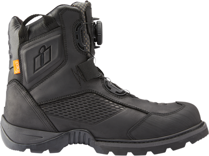 ICON Stormhawk Boots - Black Size 7 – Water-Resistant Leather Motorcycle Boots with BOA® Fit System