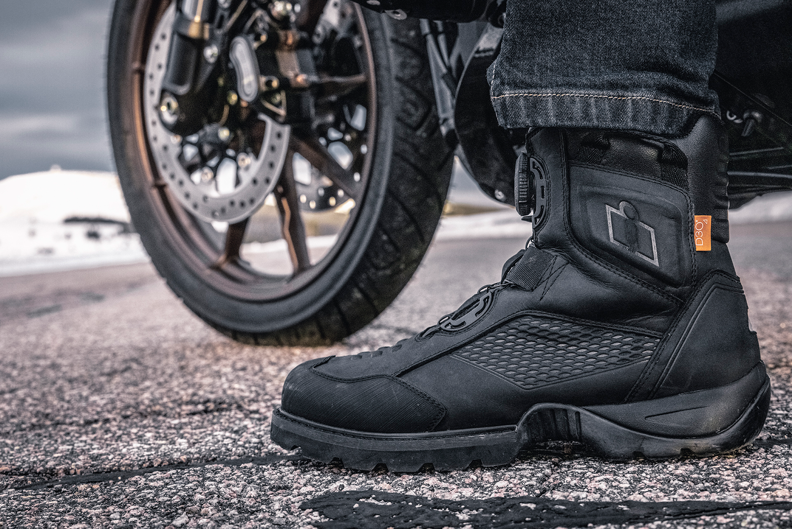 ICON Stormhawk Boots - Black Size 7 – Water-Resistant Leather Motorcycle Boots with BOA® Fit System
