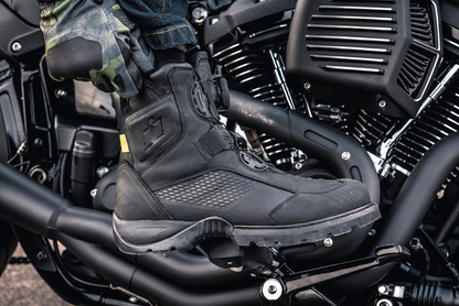 ICON Stormhawk Boots - Black Size 10.5 | Water-Resistant Leather Motorcycle Footwear with D3O® Inserts