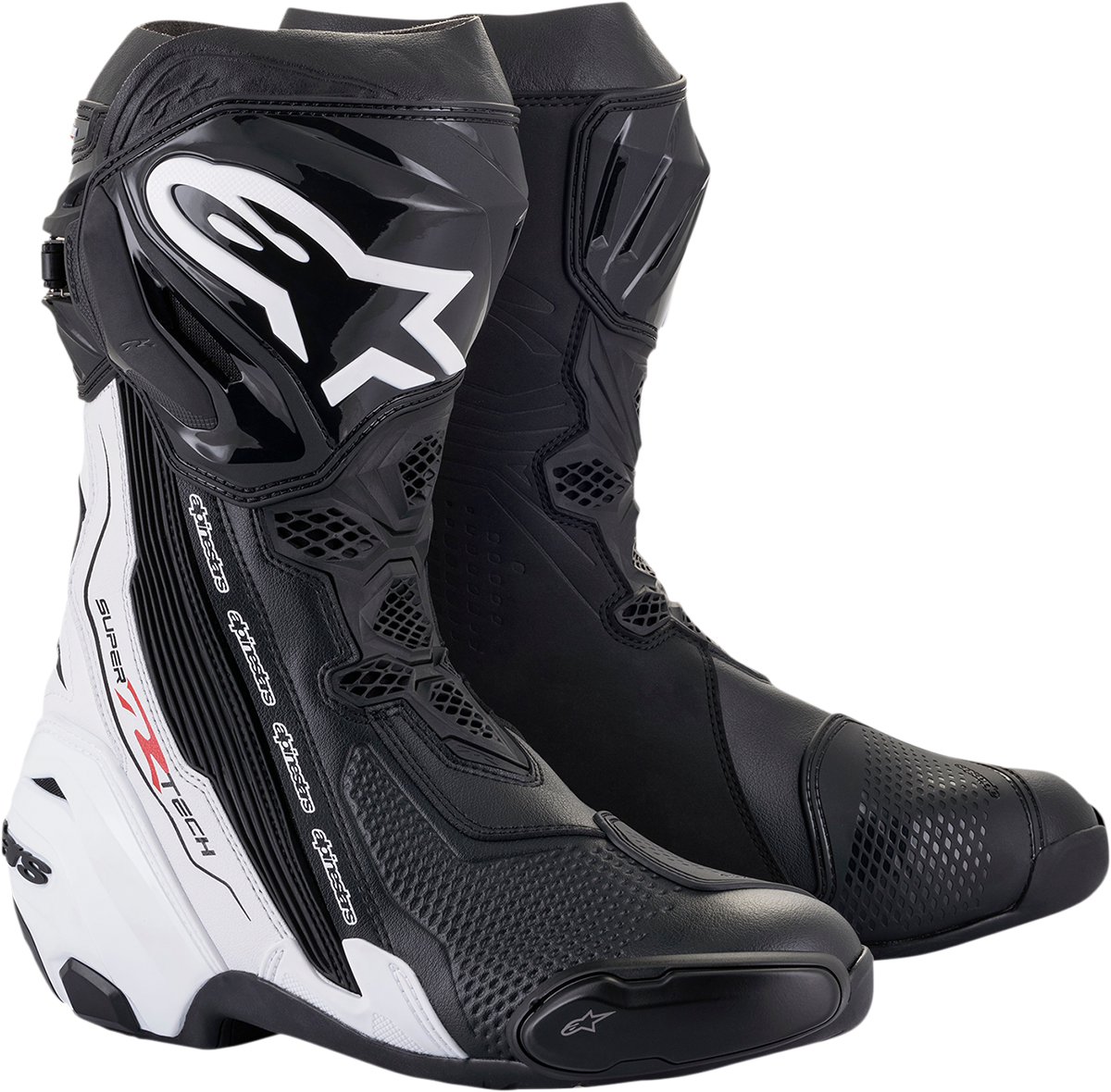Alpinestars Supertech R Boots - Black/White US 12.5 / EU 48, Part Number 2220021-12-48
