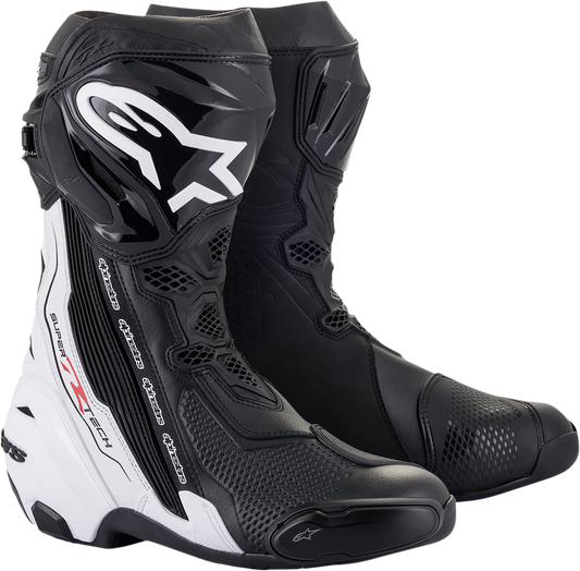 Alpinestars Supertech R Boots - Black/White US 12.5 / EU 48, Part Number 2220021-12-48