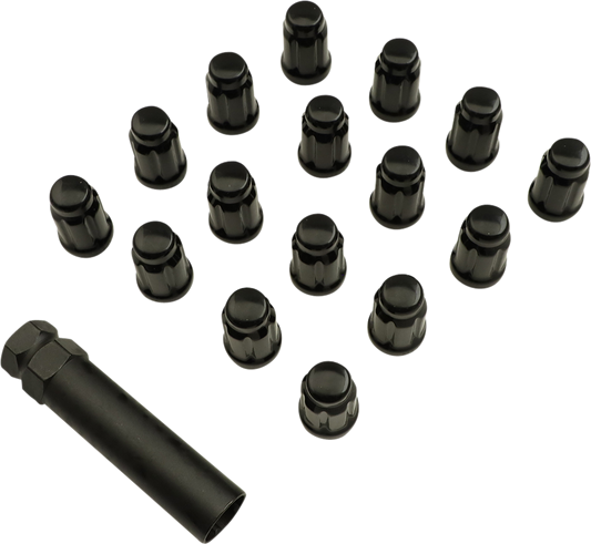 MOOSE Offroad Splined Lug Nuts - M12 x 1.25 - Black, Pack of 16 (Part #SPMO03806BL4)