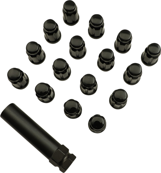 Moose Offroad MOOSE OFFROAD Lug Nuts - Splined M12 x 1.50 Black, 16 Pack (Part Number: SPMO3807BL4)