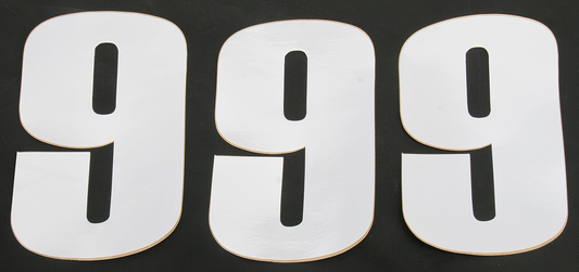 Moose Offroad Race Number 9 - White - 6 Inch Vinyl Number Plate (Part #80109)