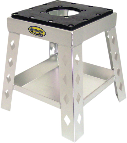 MOTORSPORT PRODUCTS Mini/Super Moto Stand with Rubber Top Pad and Tool Tray - Silver (Part 94-4001)