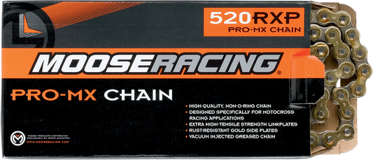 MOOSE OFFROAD 520 RXP Pro-MX Chain (114 Links) – Gold Finish for Motocross Racing