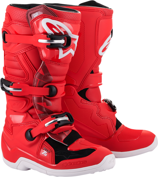 Alpinestars Youth Tech 7S Boots – Red, US 6 / EU 39, Part #2015017-30-6