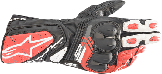 Alpinestars SP-8 V3 Motorcycle Gloves - Black, White & Bright Red - XL