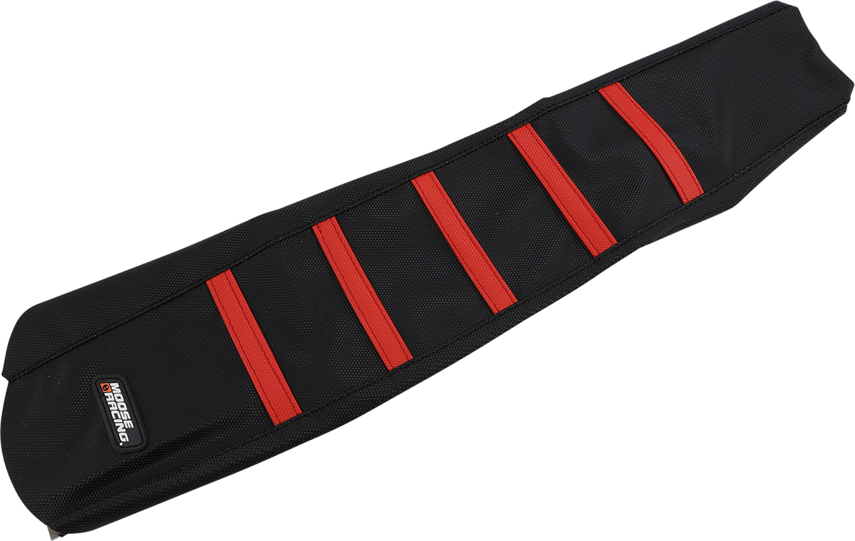 Moose Offroad Ribbed Seat Cover for Honda CRF250/450 (2021-2025) - Black with Red Ribs, Part Number CRF45021-331