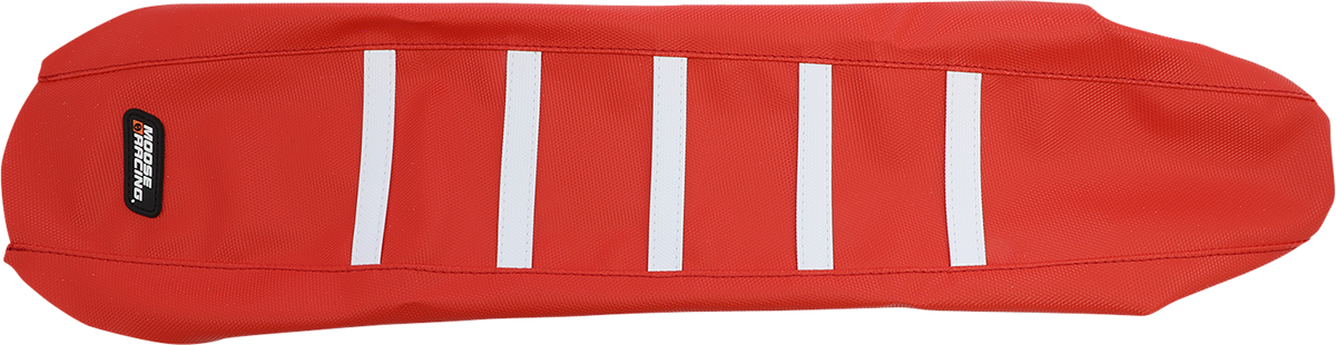 Moose Offroad Ribbed Seat Cover for Gas Gas EC/EX/MC 2021-2023, Red with White Ribs, Part GAS21-331