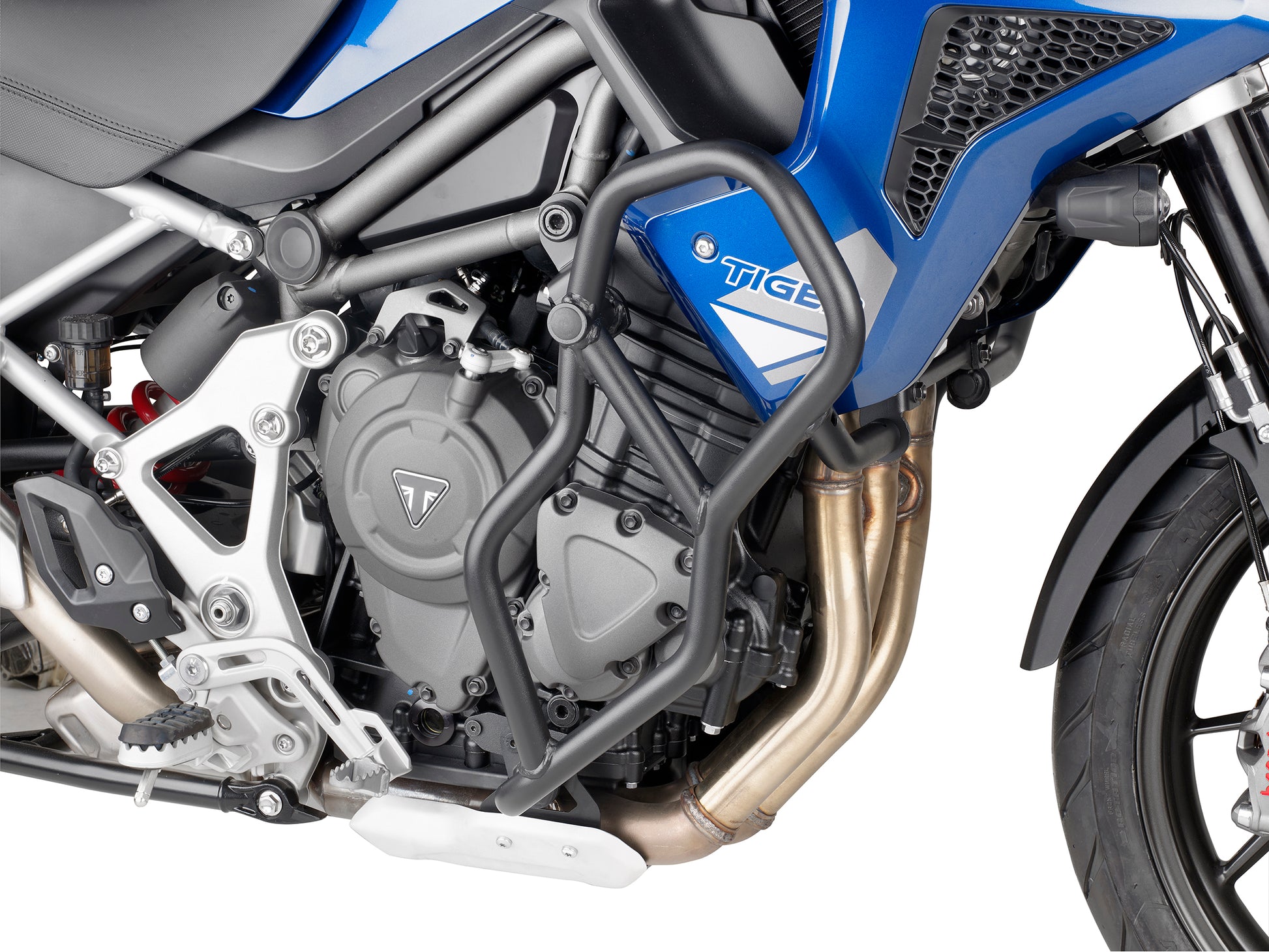 GIVI Engine Guards Black Tri for 2023 Triumph Tiger 1200 GT - Heavy-Duty Steel Frame Protection