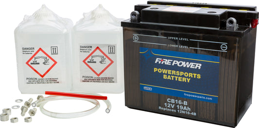 Fire Power CB16-B 12V Heavy Duty Motorcycle Battery with Acid Pack for Harley Davidson FXR Super Glide