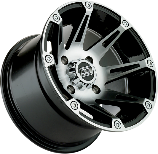 Moose Offroad 387X Rear Machined Black Wheel - 12x8 - 4/110 Bolt Pattern
