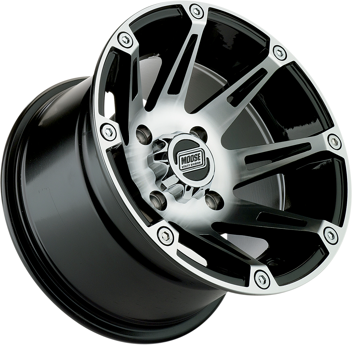 Moose Offroad 387X Rear Machined Black Wheel - 14x8 - 4/156 Bolt Pattern