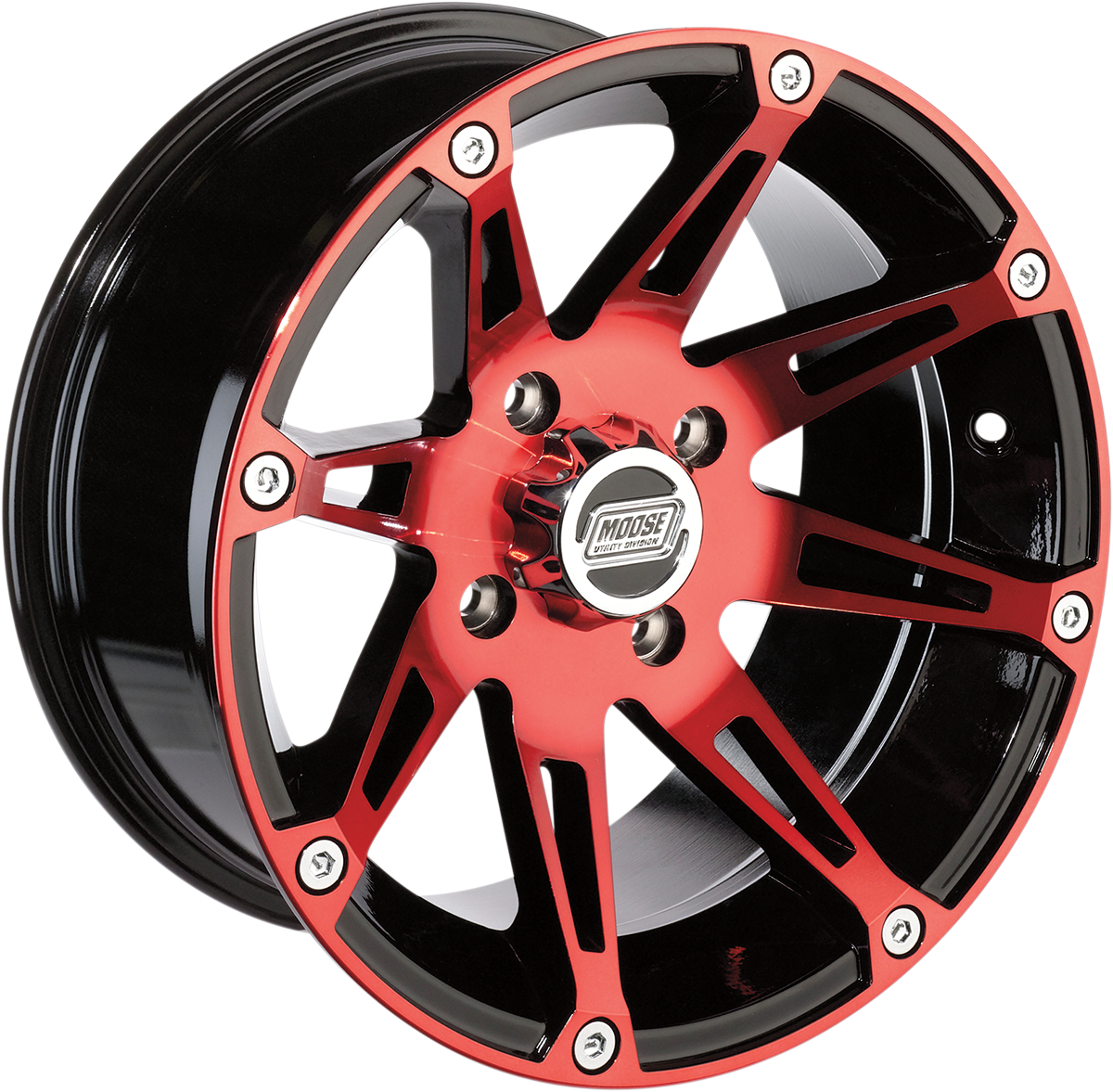 Moose Offroad 387X Front Wheel - Anodized Red/Black, 12x7, 4/110 Bolt Pattern