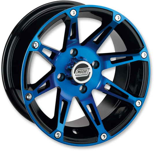 Moose Offroad 387X Rear Wheel - 14x8 Anodized Blue and Black for 4x136 Bolt Pattern