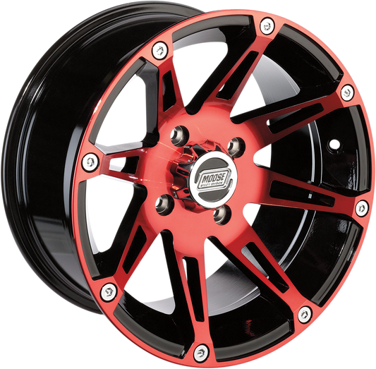 Moose Offroad 387X Front Wheel - 14x7 Anodized Red/Black for 4/136 Bolt Pattern