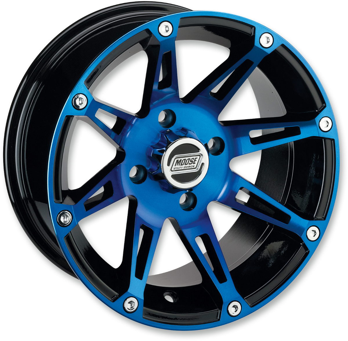 Moose Offroad 387X Front Wheel - 14x7 Inches Anodized Blue/Black for 4/136 Bolt Pattern