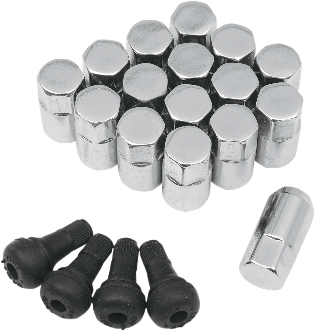 Moose Offroad SP300MO208 Lug Nuts with Valve Stems - 10 mm x 1.25, Chrome Tapered - 16 Pack