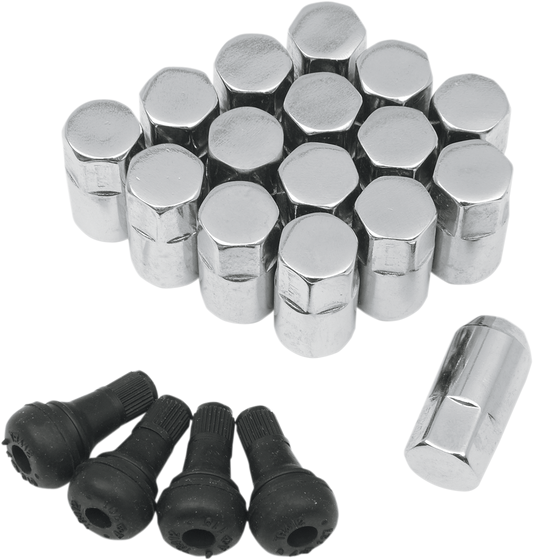 Moose Offroad SP300MO208 Lug Nuts with Valve Stems - 10 mm x 1.25, Chrome Tapered - 16 Pack