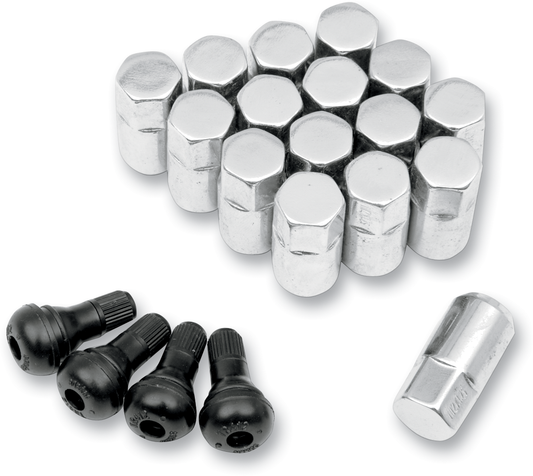 MOOSE OFFROAD Lug Nuts with Valve Stems - 12 mm x 1.25 Chrome Tapered - 16 Pack (SP300MO206)