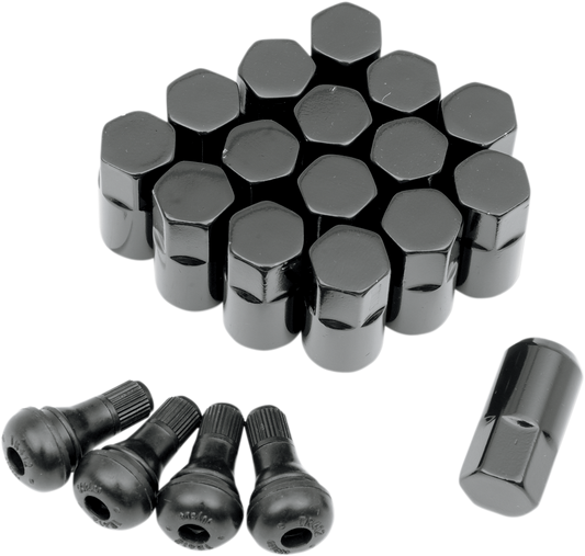 Moose Offroad SP300MO206B Lug Nuts with Valve Stems – 12 mm x 1.25, Black, Tapered, 16 Pack
