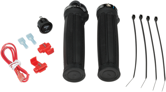 MOOSE OFFROAD Clamp-On Heated Grips 215208 for ATV - Dual Heated Handlebar Grips with Switch and Accessories
