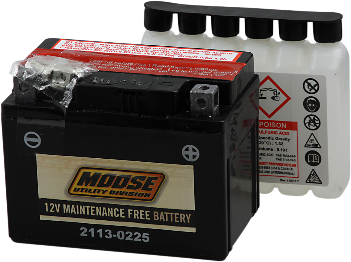 Moose Offroad AGM Battery YTX4L-BS MTX4L-BS – Heavy-Duty Maintenance-Free 12-Volt Power Source
