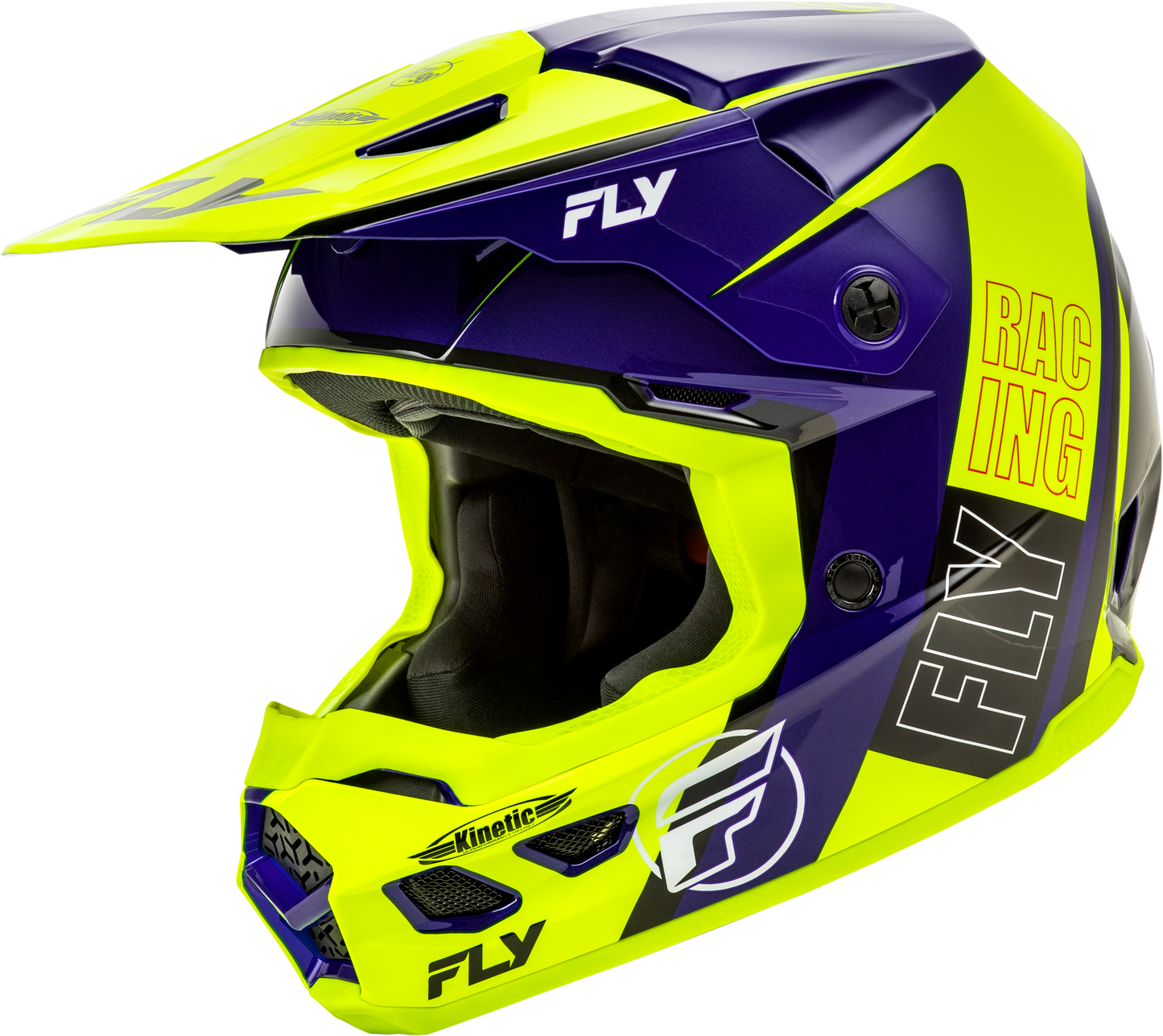 Fly Racing Adult Kinetic Rally Hi-Vis/Blue/Black Offroad Helmet LG