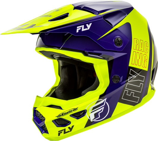 Fly Racing Adult Kinetic Rally Hi-Vis/Blue/Black Offroad Helmet LG