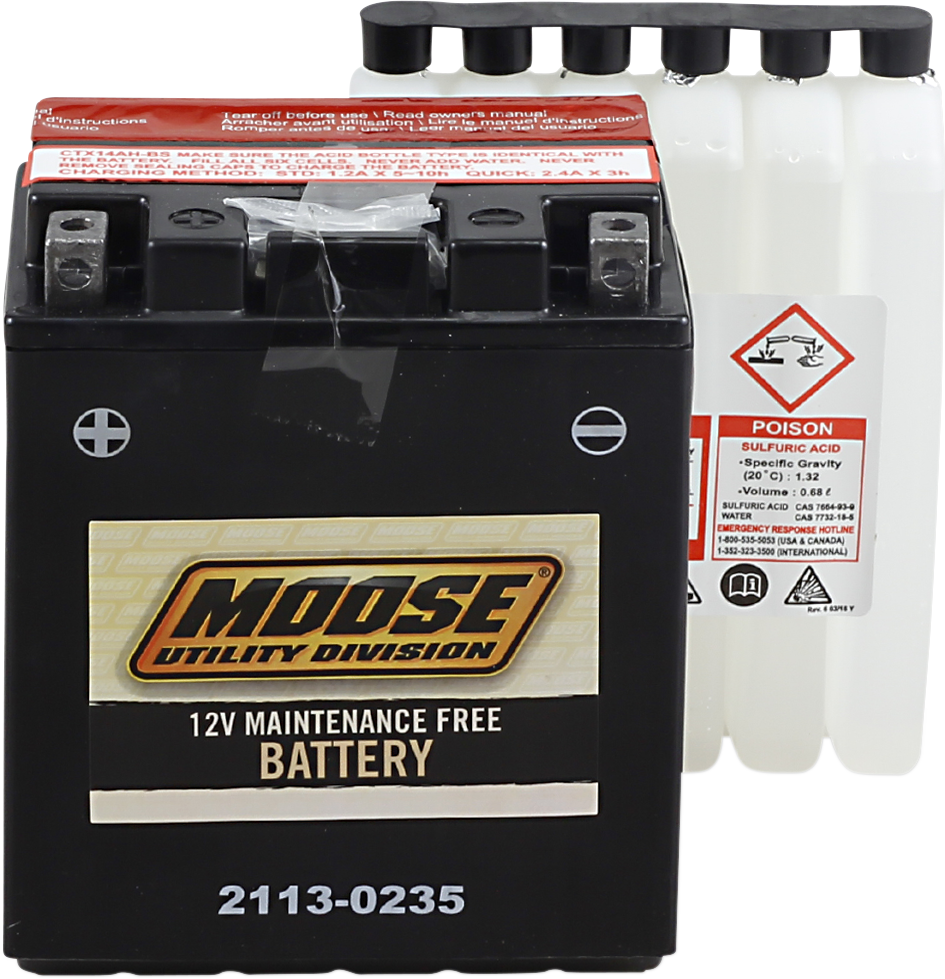 MOOSE OFFROAD AGM Battery YTX14AH-BS MTX14AH-BS - Heavy-Duty 12V Maintenance-Free Power Solution