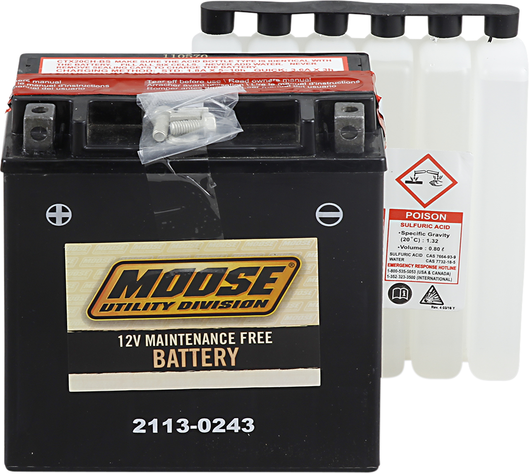 MOOSE Offroad AGM Battery YTX20CH-BS (Part Number: MTX20CH-BS)