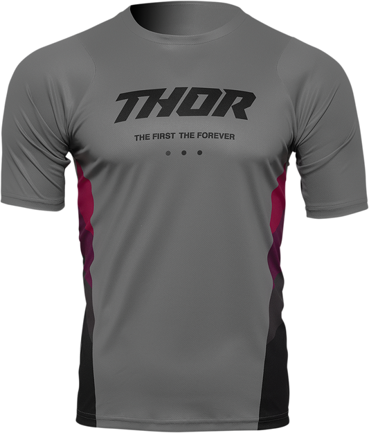 THOR Assist React Short-Sleeve Jersey - Gray/Purple, XS - MTB & e-MTB Performance