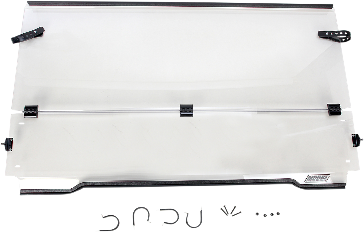 Moose Offroad Full Folding Windshield for Mule LEMA100-0009 - 4.5 mm Polycarbonate Shield with Hinged Ventilation and Stainless Steel Mounts